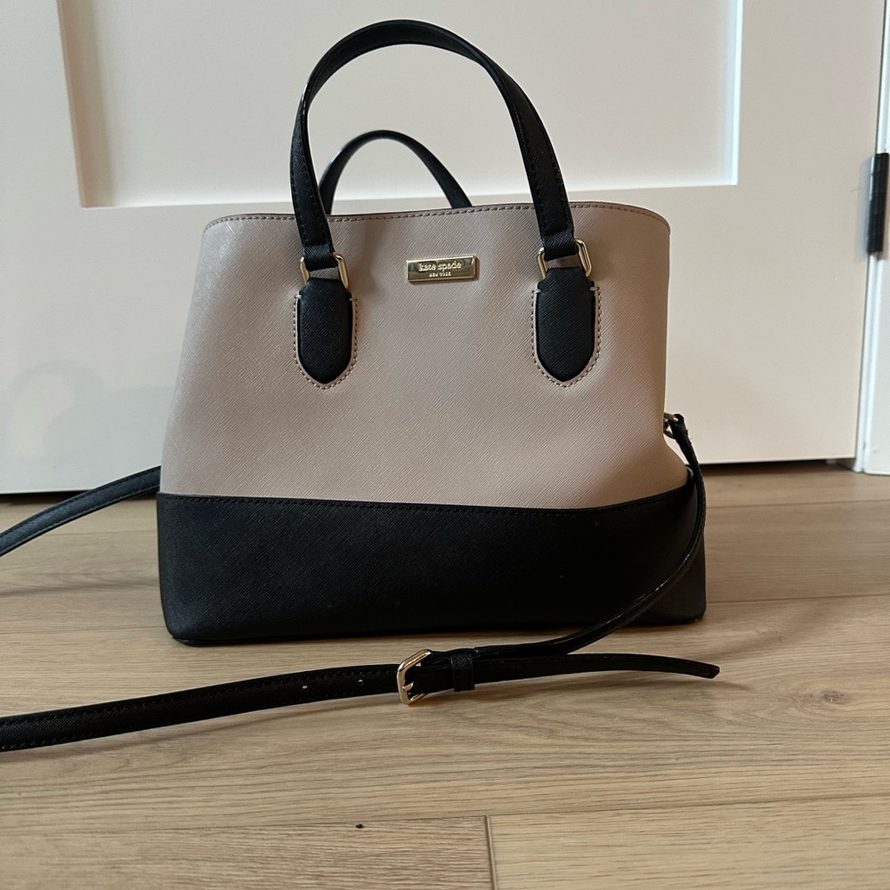 Kate Spade Laurel Way Evangelie Satchel Crossbody Bag WKRU4295 Pumice/Blk